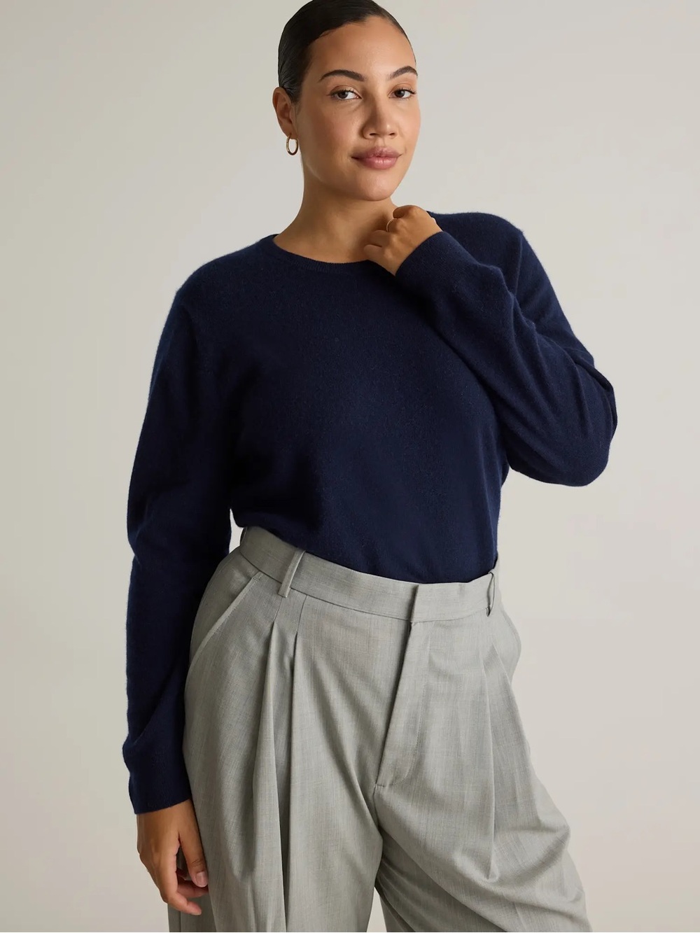 Quince Womens Mongolian Cashmere Crewneck Sweater True Navy Large NWT Pullover